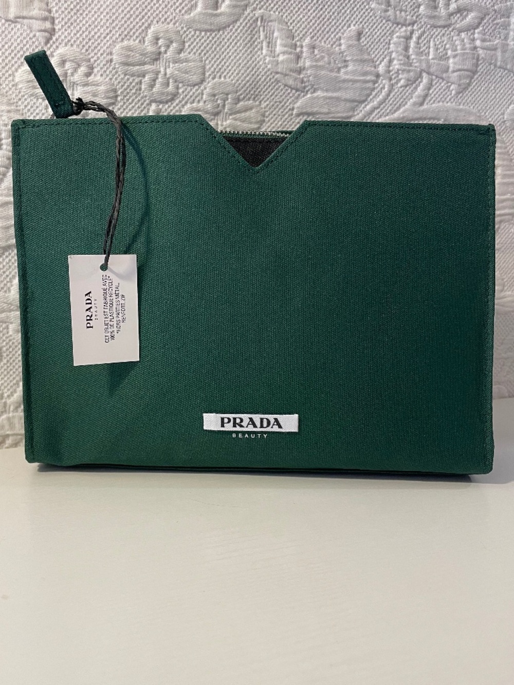 Emerald Green Prada Beauty Makeup Clutch Bag